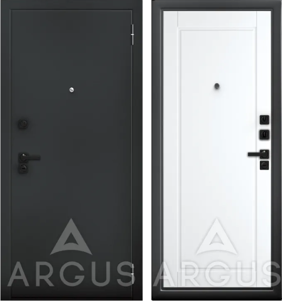 Входная дверь Argus ДА 64 Асти (промо) Black Style Букле графит/ Эмалит белый 870х2050 Левое