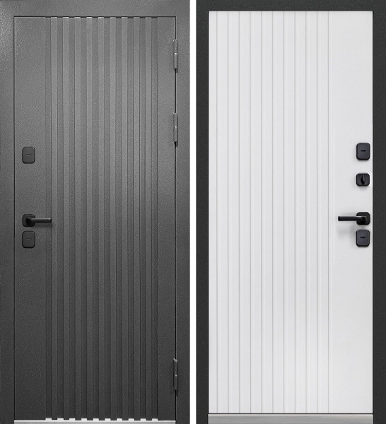 Входная дверь с терморазрывом Luxor Termo Рейка Муар 7024/ Белый 860х2050 Левое