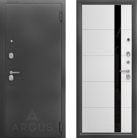 Входная дверь Argus ДА 95 Сирма  Антик серебро/ Белый арктик/ Черный лакобель 970х2060 Правое
