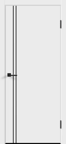 Межкомнатная дверь VellDoris FLAT M2 Белый/ кромка ПВХ черная с 2-х сторон, молдинг черный 600х2000