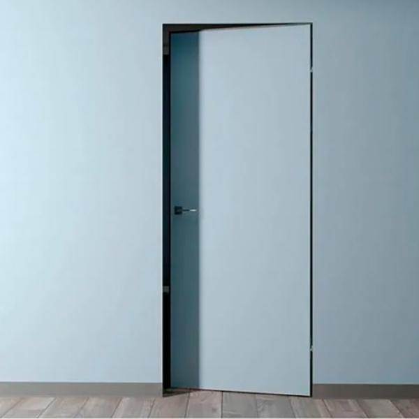 Скрытая дверь INVISIBLE внутреннее открывание алюминиевая кромка хром 600х2000