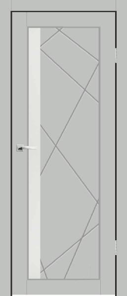 Межкомнатная дверь Synergy Призма ДО Серый матовый/ Сатин 600х2000 Правое