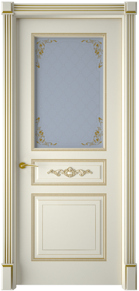 Межкомнатная дверь InterneDoors Лацио ДО Слоновая кость/ патина золото/ Белое матовое 600х2000