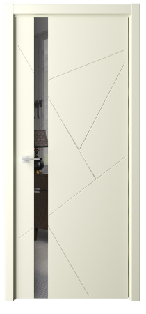 Межкомнатная дверь Albero Геометрия-6 ДГ Слоновая кость/ Зеркало 900х2000 (Защелка магнит. WC)