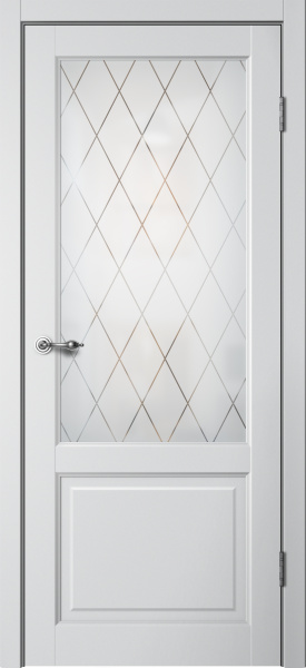 Межкомнатная дверь FlyDoors C2 ДО Эмалит Серебристый/ Мателюкс 900х2000