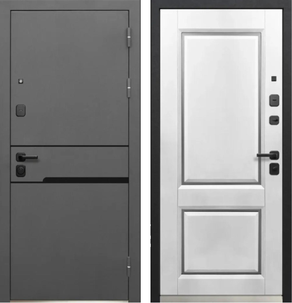 Входная дверь Luxor Классика Муар 7024/ Эмалит Белый 860х2050 Левое