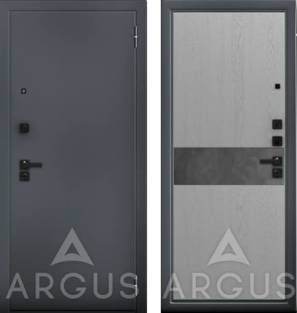Входная дверь Argus ДА 65 Фьюри Black Style Букле графит/ Роял вуд серый 870х2050 Левое
