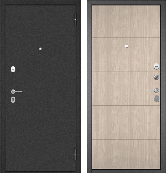 Входная дверь Мастино Family Eco Букле антрацит/ Ясень Ривьера айс 9Е-193 960х2050 Левое