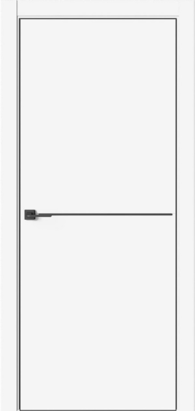 Межкомнатная дверь Дубрава Сибирь Техно-1 ДГ Белый/ кромка ПВХ черная 600х2000