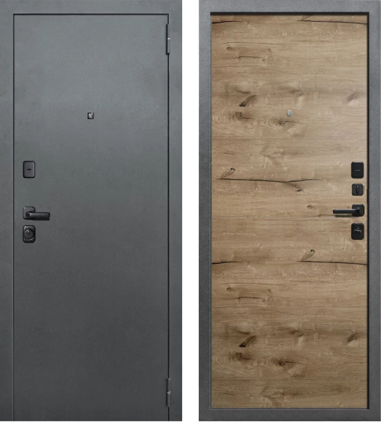 Входная дверь KOVA Модерн Антик серебро/ Дуб пацифик 860х2050 Левое