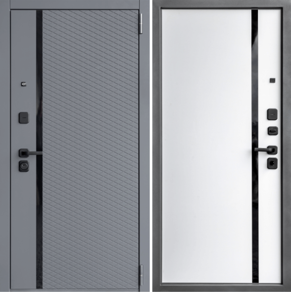 Входная дверь Дверной континент ДК-80 СОФТ Софт графит/ Софт белый снег 860х2050 Левое