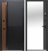 Входная дверь с электрозамком Luxor 2МДФ Дуб Диагональ Зеркало Smart Сатин черный 860х2050 Левое