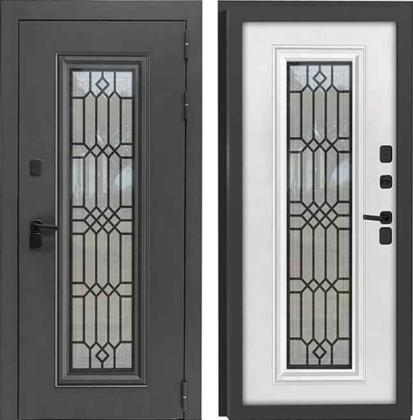 Входная дверь с терморазрывом Страж Veron Termo Муар черный/ Велюта ваниль 960х2050 Левое