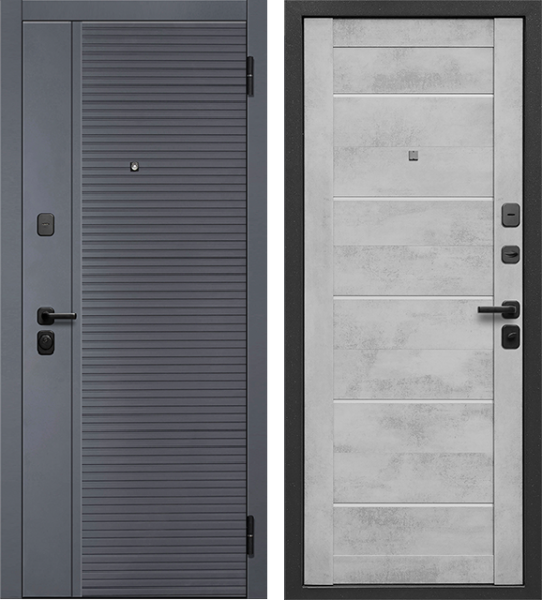 Входная дверь Ferroni 7,5 см Бостон царга Графит/ Бетон снежный 860х2050 Левое