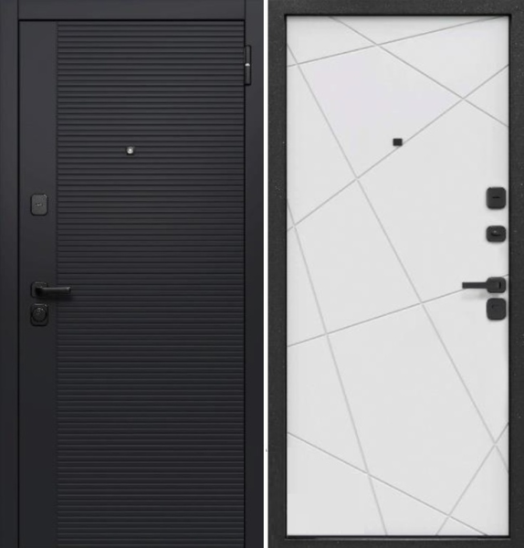 Входная дверь Ferroni 7,5 см Черный кварц Сатин черный / Сатин белый 860х2050 Левое