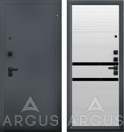 Входная дверь Argus ДА 65 Ювентус Black Style Букле графит/ Вельвет белый 870х2050 Левое