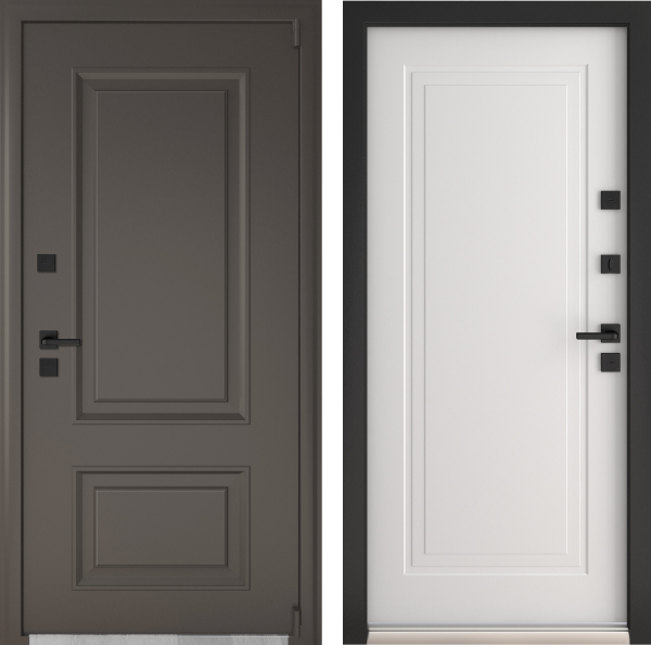 Входная дверь с терморазрывом AGAT Сургут Муар коричневый с блестками/ Белый 860х2050 Левое