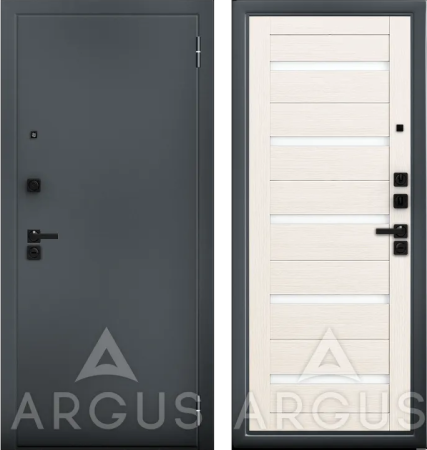 Входная дверь Argus ДА 87 Александра Букле графит/ Лиственница белая/ Белый лакобель 970х2060 Правое