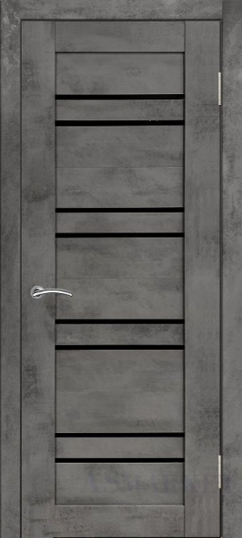 Межкомнатная дверь модель PV-42 BETON Бетон графит/ Черный лакобель 600х2000