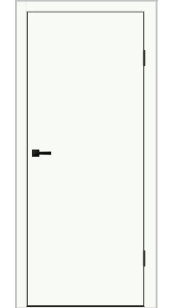 Межкомнатная дверь VellDoris TECHNO EMALUX Белый опал/ кромка Алюм.черная с 4-х сторон 600х2000 (Защелка магнит. WC)