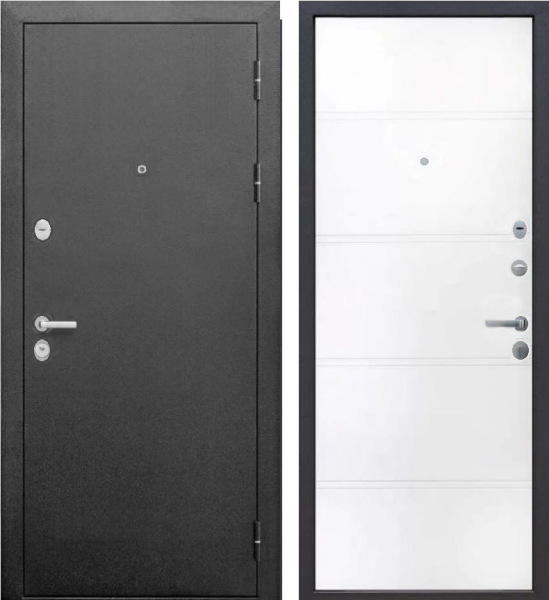 Входная дверь Ferroni 9 см Антик серебро/ Эмалит Белый 860х2050 Левое