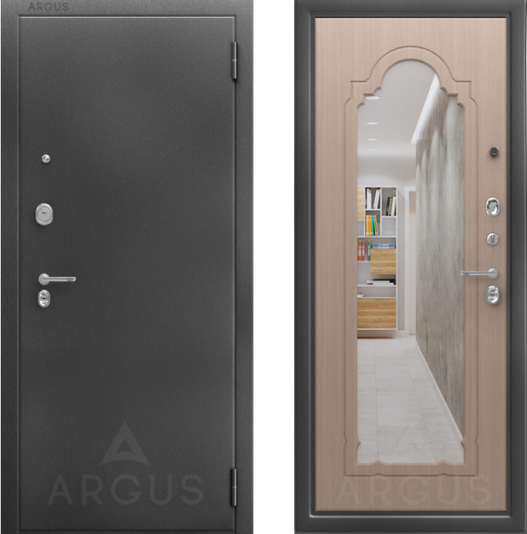 Входная дверь Argus ДА 66 Прага Антик серебро/ Капучино 870х2050 Левое