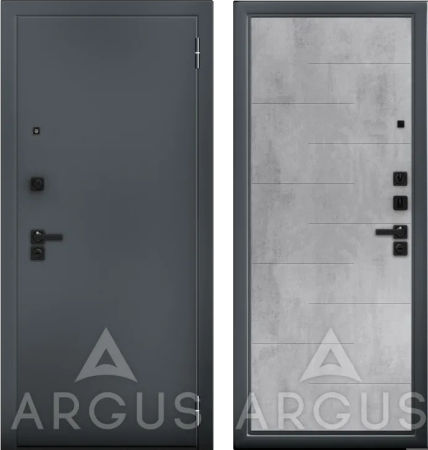 Входная дверь Argus ДА 64 Никсон Black Style Букле графит/ Бетон светлый 870х2050 Левое