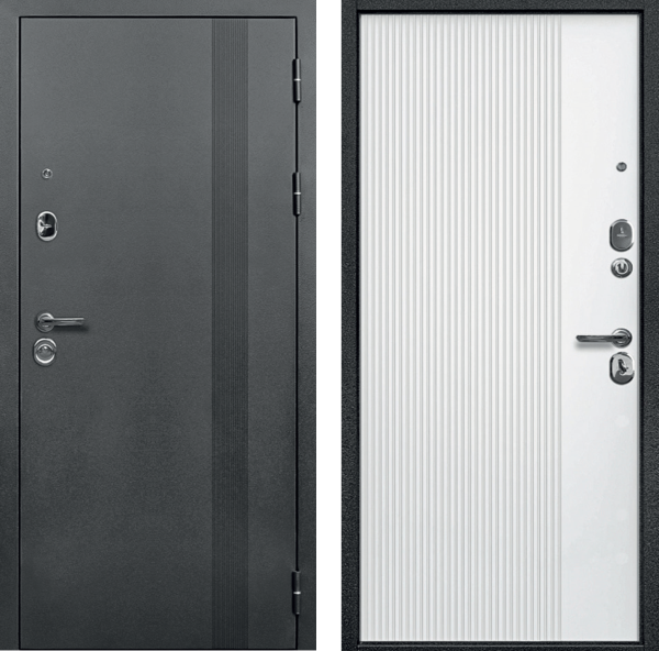 Входная дверь  СД 09 Антик темный серебристый/ Белый 860х2050 Левое