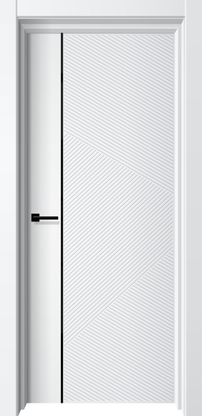 Межкомнатная дверь FlyDoors COSMO 6 Эмалит Белый/ кромка ПВХ черная с 4-х сторон 600х2000