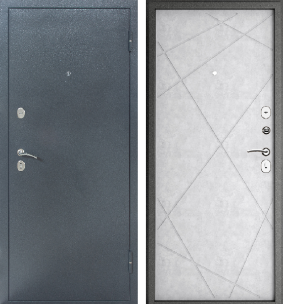 Входная дверь Промет Титан Диагональ Антик серебро/ Бетон снежный 860х2050 Левое