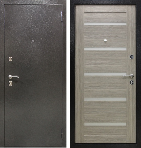 Входная дверь Optimum Лига царга 5С Темное серебро/ Грей 860х2050 Правое