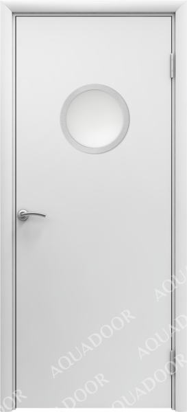 Влагостойкая дверь AquaDoor гладкая ДО модель 5 Белый/ Сатинат матовое 600х2000