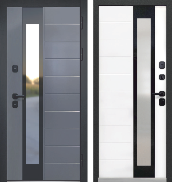 Входная дверь с терморазрывом Luxor Termo 5 RAL 7024/ Эмалит белый 960х2050 Левое