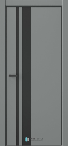 Межкомнатная дверь WestStyle IN 38 ДГ Морская галька/ Черный лакобель/ кромка Алюм.шампань с 4-х сторон 900х2000 (Защелка магнит. WC)
