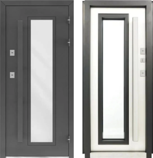 Входная дверь с терморазрывом Промет Консул МДФ Антацит/ МДФ Вайт 880х2050 Левое