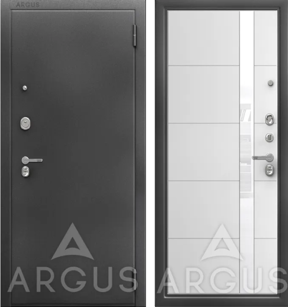 Входная дверь Argus ДА 65 Сирма Антик серебро/ Эмалит арктик/ Белый лакобель 870х2050 Левое