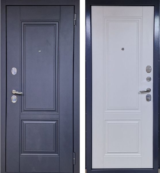 Входная дверь Optimum Бруклин Графит шагрень/ Белый матовый 860х2050 Левое