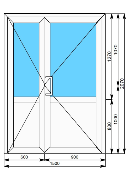 Дверь алюминиевая TATPROF 45/ 2070х1500 стеклопакет