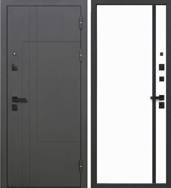 Входная дверь с электрозамком Ferroni SMART 4 Графит RAL 7024/ Белый 860х2050 Левое