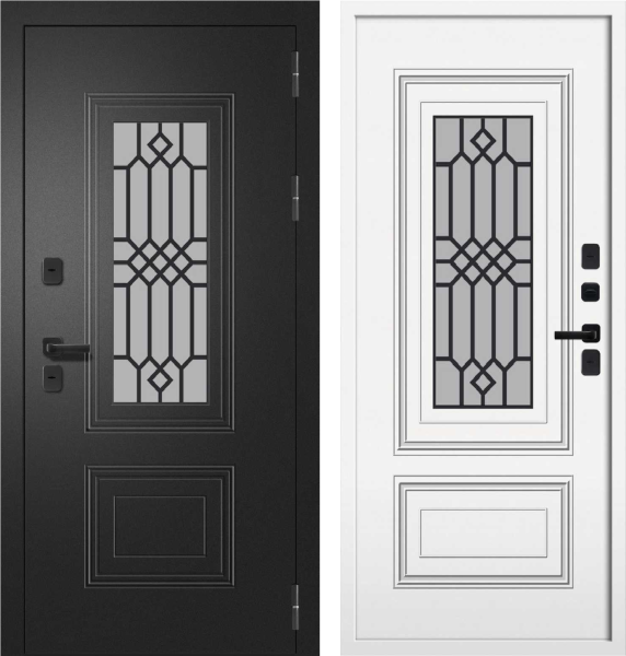 Входная дверь с терморазрывом FD Шторм ТЕРМО СП-1 Букле черный/ Шагрень белая 860х2050 Левое