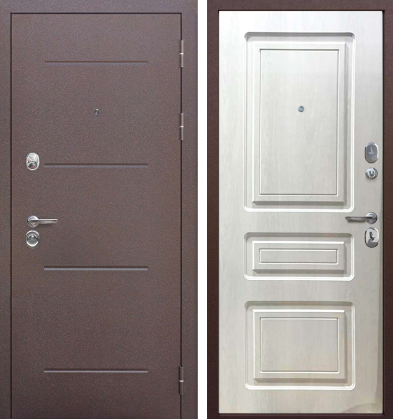 Входная дверь Ferroni Толстяк Медный антик/ Ясень белый 860х2050 Левое