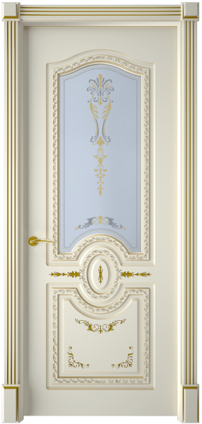 Межкомнатная дверь InterneDoors Диамант ДО Слоновая кость/ патина золото/ Белое матовое 600х2000