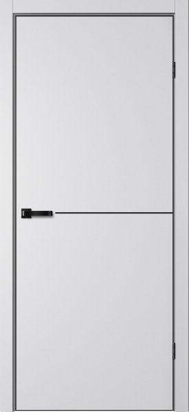 Межкомнатная дверь Optimum Л1 ПЭТ Серый/ кромка ABS черная с 4-х сторон 900х2000