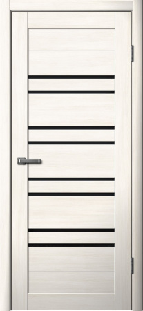 Межкомнатная дверь FlyDoors 282 ДО  Ясень снежный/ Черный лакобель  900х2000