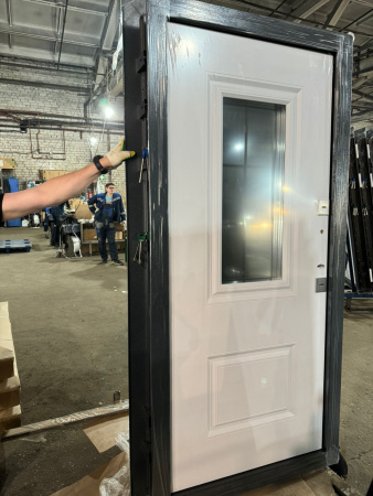 Входная дверь с терморазрывом Ferroni 11 см Протерма ЗD Стеклопакет Графит/ Белый 860х2050 Правое