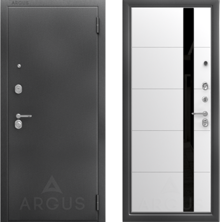 Входная дверь Argus ДА 95 Сирма  Антик серебро/ Софт милк/ Черный лакобель 870х2060 Правое