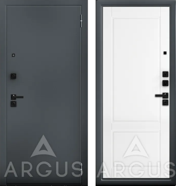 Входная дверь Argus ДА 84 Герда Букле графит/ Эмалит арктик 870х2060 Левое