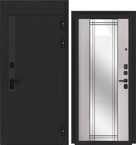 Входная дверь Страж Вилья РЖ Черный/ Белый матовый 860х2050 Правое