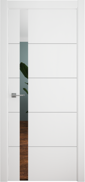 Межкомнатная дверь Albero Геометрия-7 ДГ Белый/ Зеркало 600х2000 (Защелка магнит. WC)