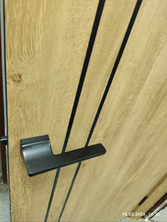 Межкомнатная дверь модель Омега Санторини натуральный/ кромка АБС черная с 4-х сторон 600х2000